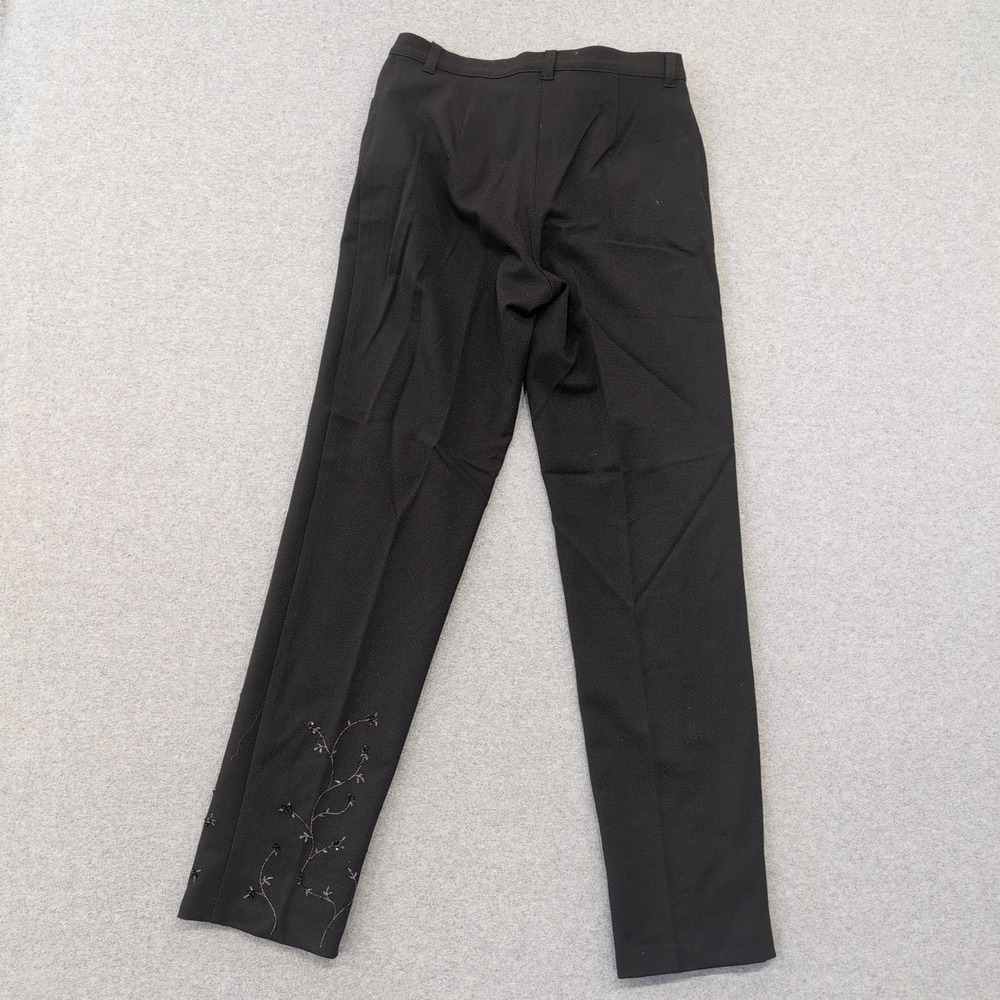 Casual Corner Stretch Black Beaded Floral Straight Leg Pants Women Size 2 - Picture 5 of 5